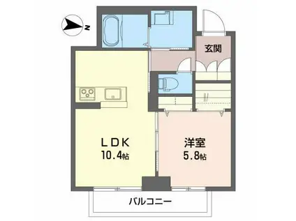 べアーレ(1LDK/3階)の間取り写真