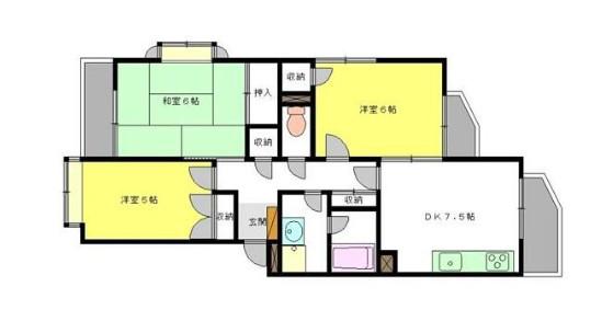 ベルメゾン小島(3DK/1階)の間取り写真