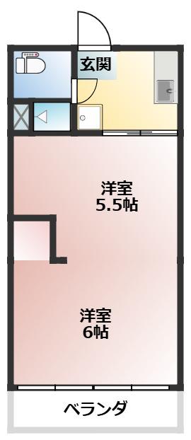 花ノ木アパート(2DK/2階)の間取り写真