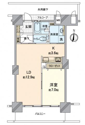 アルファステイツ平和町(1LDK/2階)の間取り写真