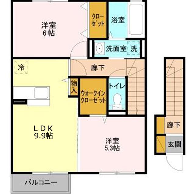 モンブラン(2LDK/2階)の間取り写真