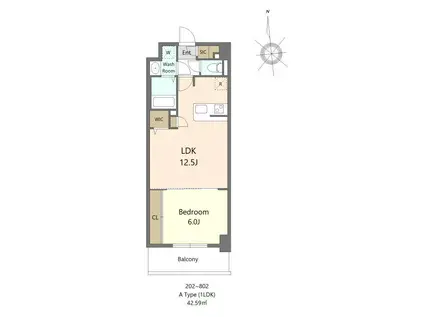 S-RESIDENCE大濠公園ACHIEVE(1LDK/7階)の間取り写真