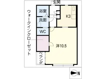 フローラルパレス(1K/3階)の間取り写真