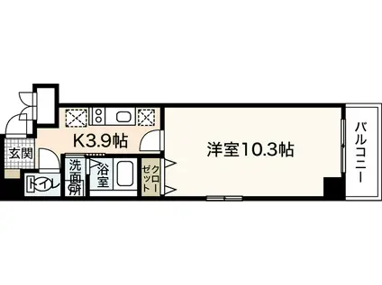 ウイング十日市(1K/8階)の間取り写真