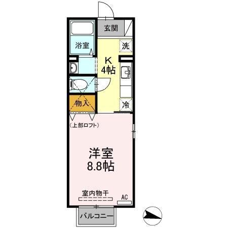 FLATSHIIRAGI(1K/2階)の間取り写真