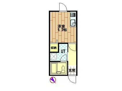 ガーデンクリスタル春光台(ワンルーム/1階)の間取り写真