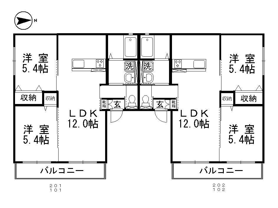 CONFIDENCE M(2LDK/1階)の間取り写真