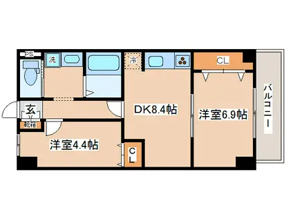 オーク松本通(2DK/2階)の間取り写真