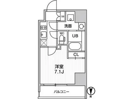 東京メトロ東西線 東陽町駅 徒歩5分 14階建 築5年(1K/14階)の間取り写真