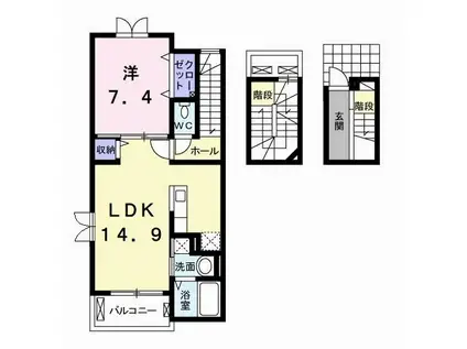 トレミカーサ 星の森(1LDK/3階)の間取り写真