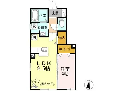 グレイスI(1LDK/1階)の間取り写真