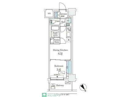 エル・セレーノ横浜(1DK/2階)の間取り写真