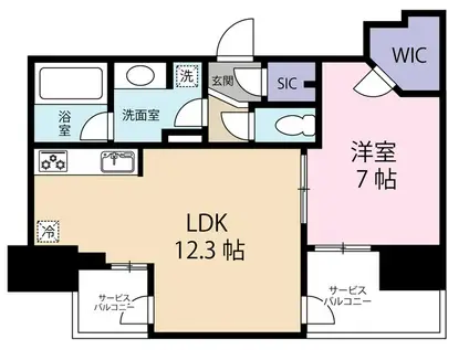 ブランズタワー南堀江(1LDK/29階)の間取り写真