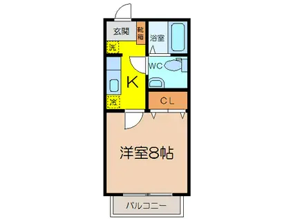 ヴェルデ西田代A(1K/1階)の間取り写真