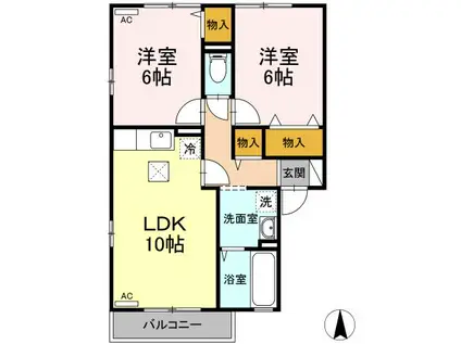 リビングタウン将監A棟(2LDK/1階)の間取り写真