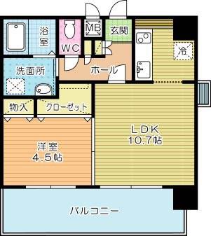 フェリシエ三萩野(1LDK/7階)の間取り写真