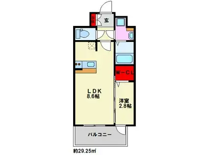 グランフォーレ大橋プレミア(1LDK/8階)の間取り写真