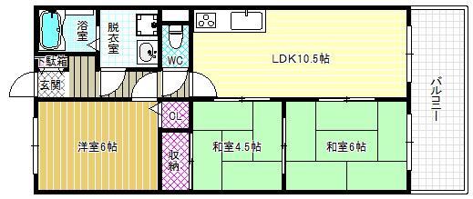 リバーサイドヒロハイム(3LDK/2階)の間取り写真