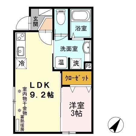 D-ROOM元中野(1LDK/1階)の間取り写真