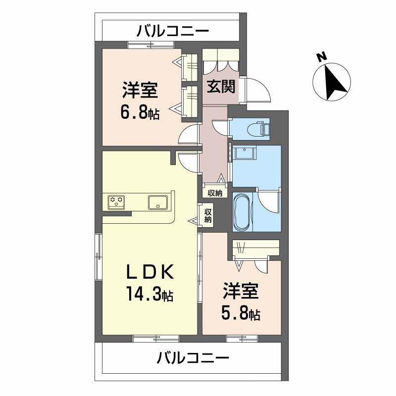 SEASIDE HOUSE(2LDK/3階)の間取り写真