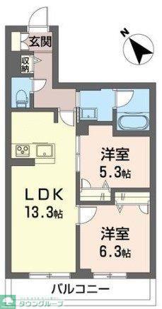 グレース セゾン(2LDK/2階)の間取り写真