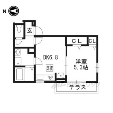 ブリランタ壬生2棟(1DK/1階)の間取り写真