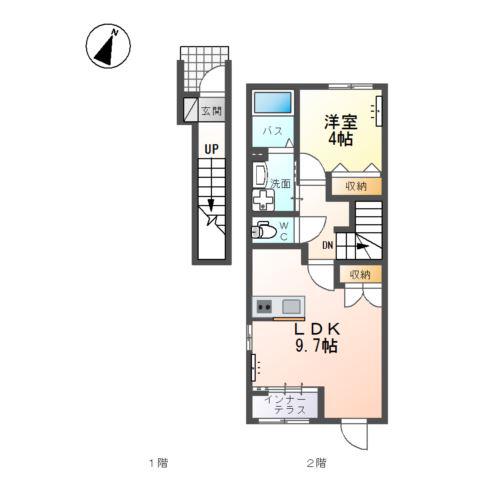 T-VILLAGE(1LDK/2階)の間取り写真
