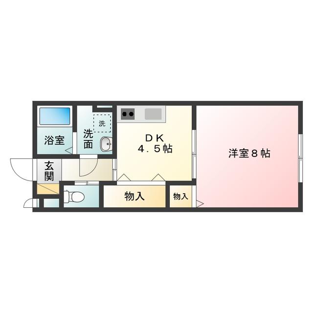 ヒルズシンシア(1DK/1階)の間取り写真