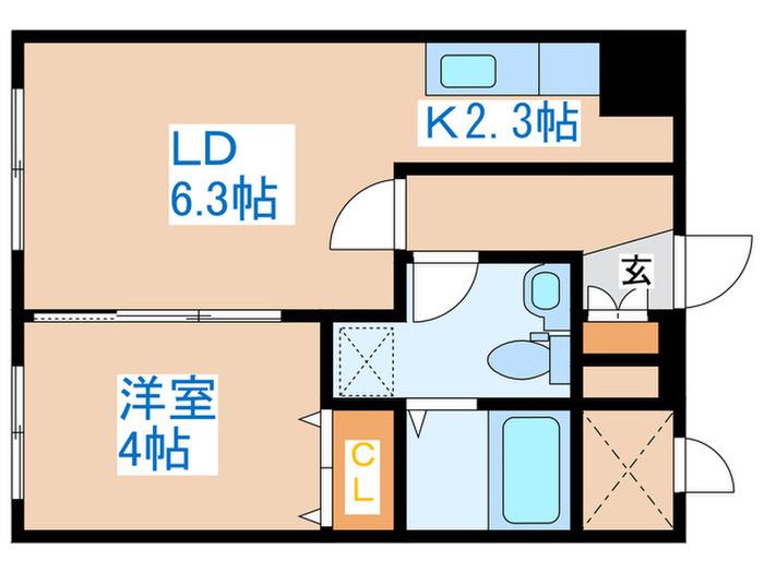 セカンドアベニューA(1LDK/4階)の間取り写真