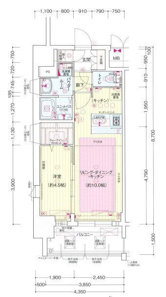 プレサンス名古屋グロウ(1LDK/2階)の間取り写真