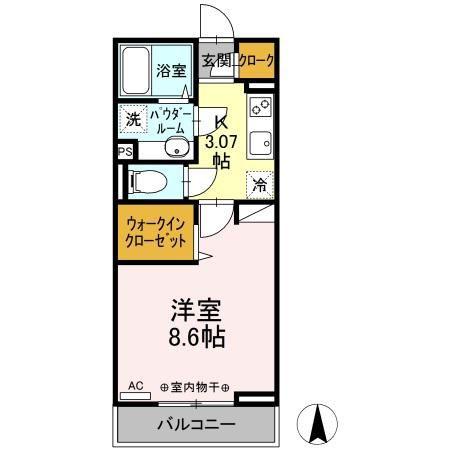 カーサココルン A棟(1K/3階)の間取り写真