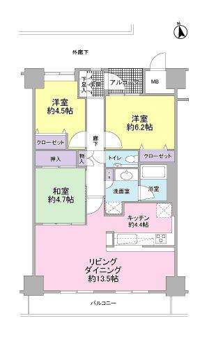 マークス・ザ・タワー静岡(3LDK/18階)の間取り写真
