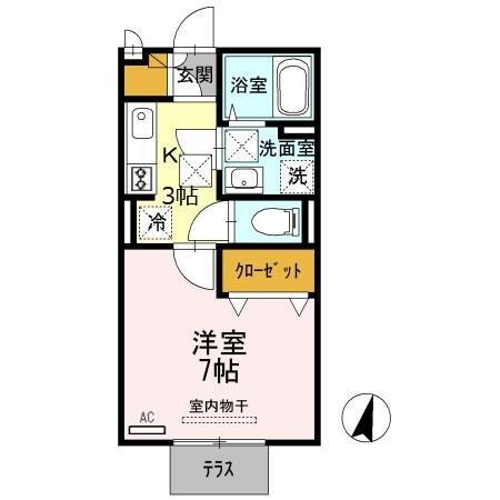 D-ROOM南出島(1K/1階)の間取り写真
