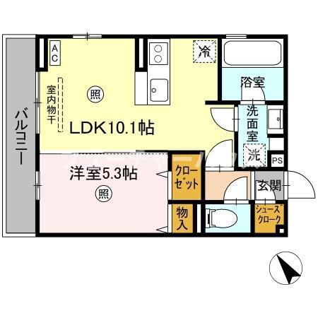 ラヴィエベル(1LDK/2階)の間取り写真