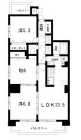 ア・ラ・モードはりまや(3LDK/3階)の間取り写真