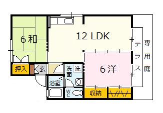 リビエラ南A(2LDK/1階)の間取り写真