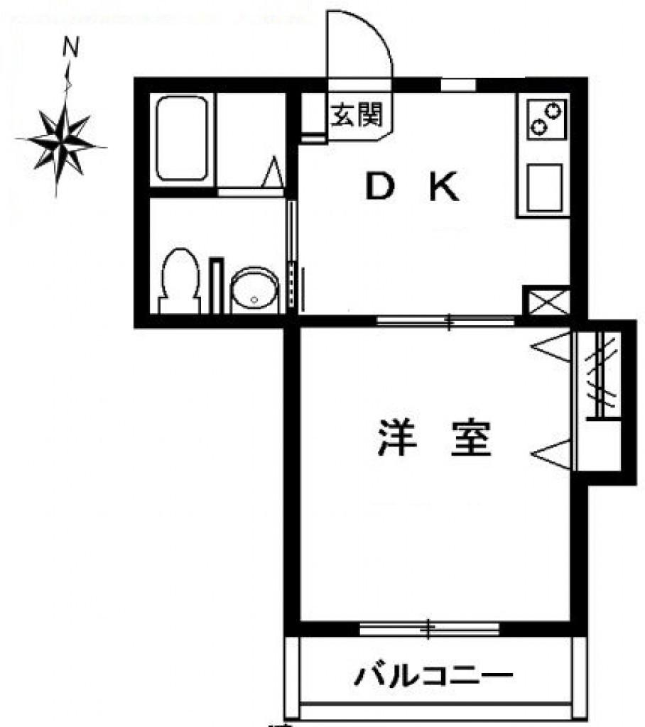 胡桃ガーデン(1DK/1階)の間取り写真