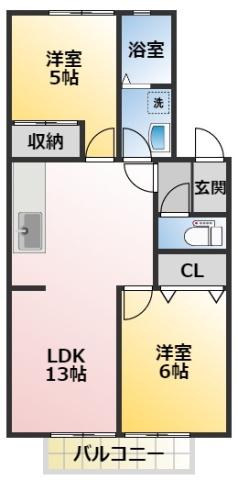 JハイツA(2LDK/2階)の間取り写真