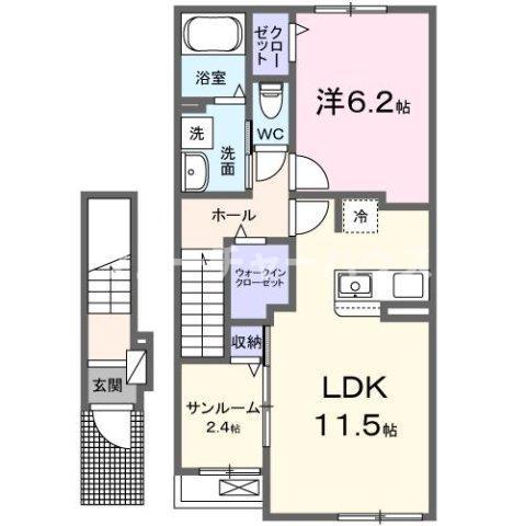 クラールメゾンII(1LDK/2階)の間取り写真