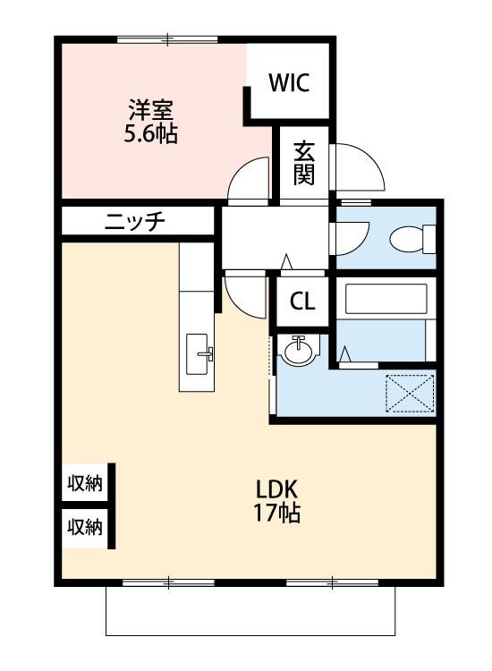エイトファーム知立F棟(1LDK/2階)の間取り写真