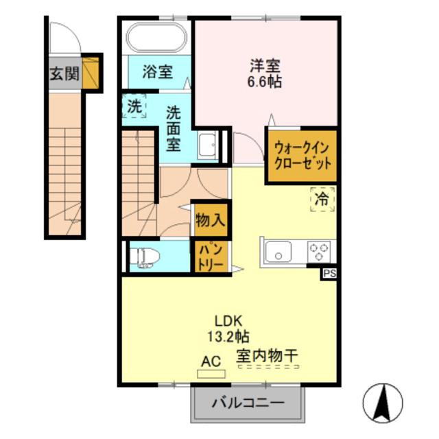 レガーロ潟町(1LDK/2階)の間取り写真