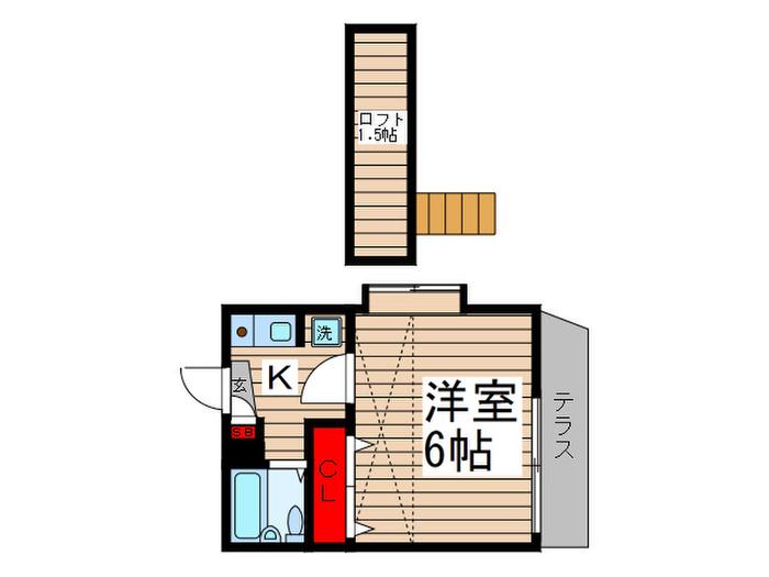 ウッディパレス松戸(1K/1階)の間取り写真