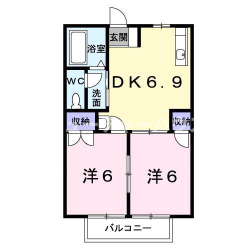 HEARTHOUSE(2DK/2階)の間取り写真