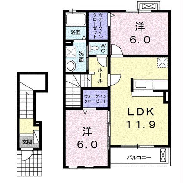 セウ アジュール(2LDK/2階)の間取り写真