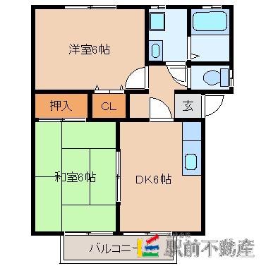 コーポパークサイド(2DK/1階)の間取り写真