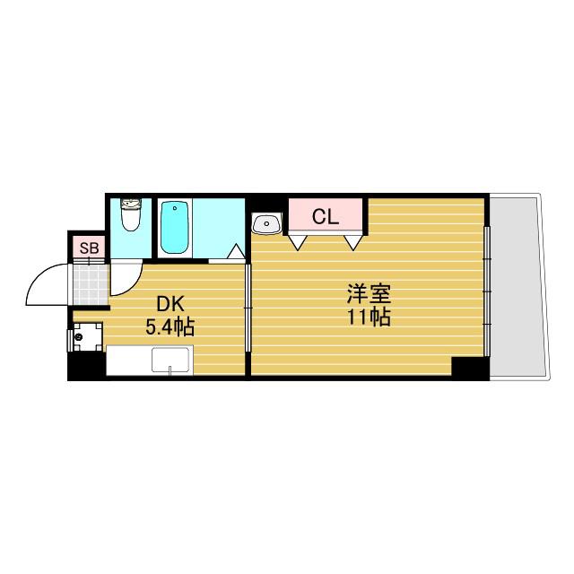 大拓ハイツ6(1DK/5階)の間取り写真