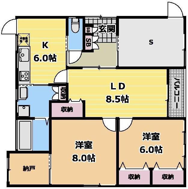 HANA HOUSE(2SLDK/1階)の間取り写真