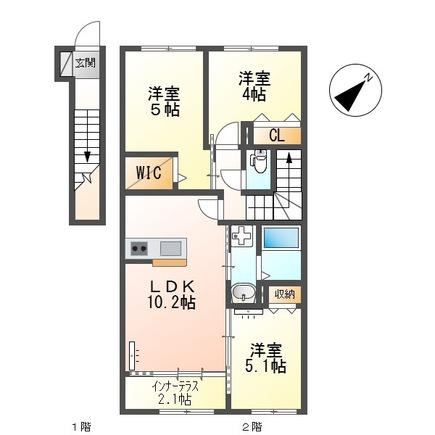 MANA(3LDK/2階)の間取り写真