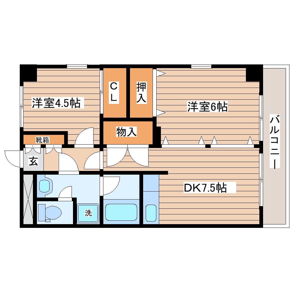 ロイヤルヒルズ柳生I(2DK/5階)の間取り写真