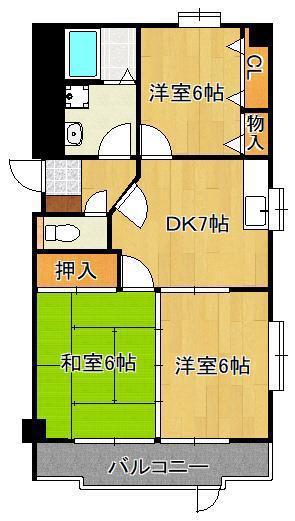 クレベール社ノ木(3DK/4階)の間取り写真